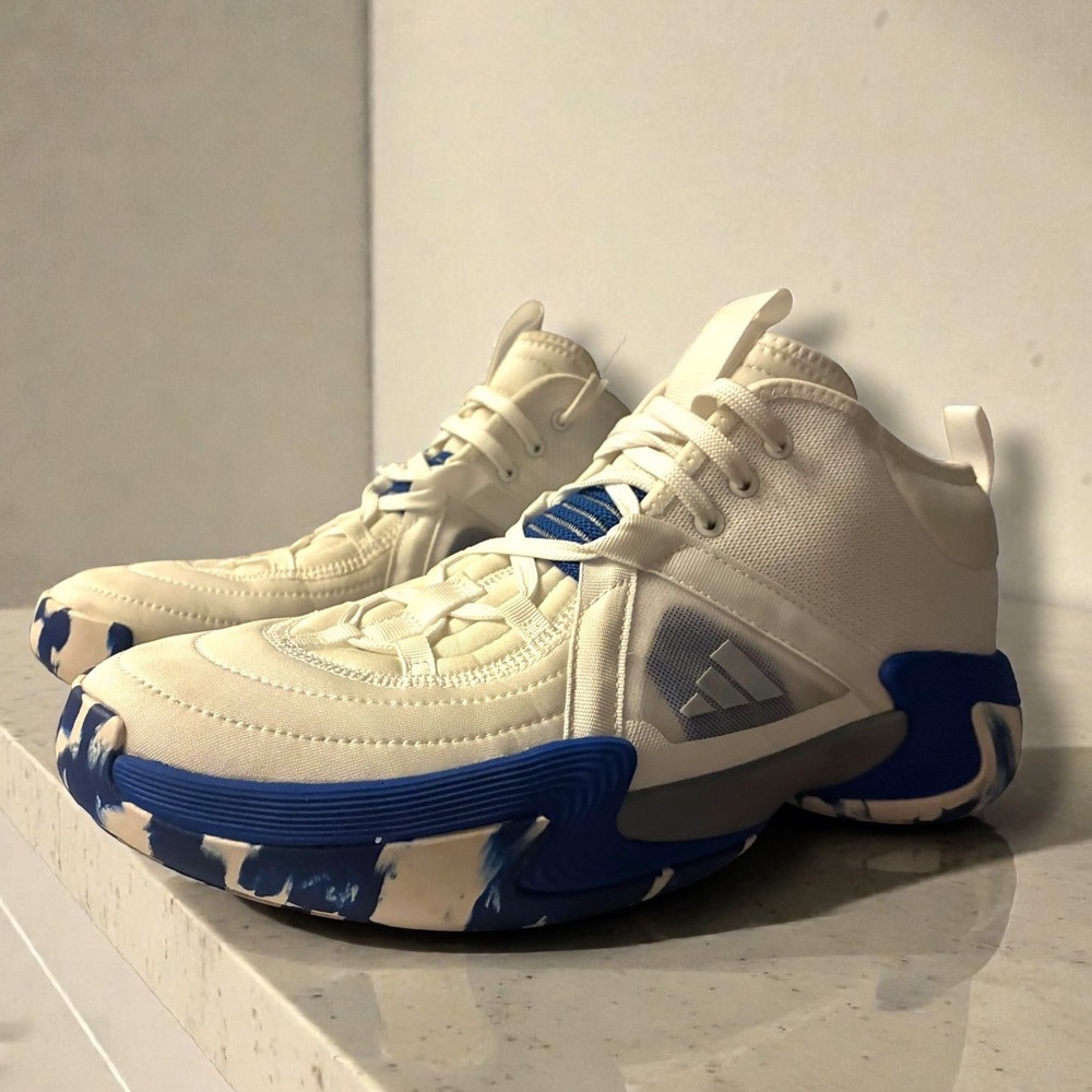 Adidas Exhibit Select Mid White Royal Blue Basketball Shoes Women 9.5 CLEAN - Picture 4 of 15